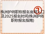 株洲护师职称报名官网入口及2025报名时间(株洲护师职称报名指南)
