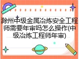 滁州中级金属冶炼安全工程师需要年审吗怎么操作(中级冶炼工程师年审)