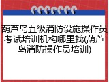 葫芦岛五级消防设施操作员考试培训机构哪里找(葫芦岛消防操作员培训)