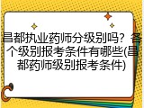 昌都执业药师分级别吗？各个级别报考条件有哪些(昌都药师级别报考条件)