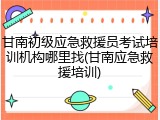 甘南初级应急救援员考试培训机构哪里找(甘南应急救援培训)