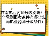 甘南执业药师分级别吗？各个级别报考条件有哪些(甘南执业药师分级条件)