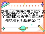 泉州执业药师分级别吗？各个级别报考条件有哪些(泉州执业药师级别条件)