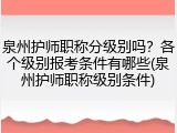 泉州护师职称分级别吗？各个级别报考条件有哪些(泉州护师职称级别条件)