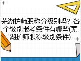 芜湖护师职称分级别吗？各个级别报考条件有哪些(芜湖护师职称级别条件)