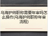 乌海护师职称需要年审吗怎么操作(乌海护师职称年审流程)