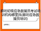 廊坊初级应急救援员考试培训机构哪里找(廊坊应急救援员培训)