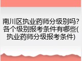 南川区执业药师分级别吗？各个级别报考条件有哪些(执业药师分级报考条件)