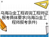 乌海冶金工程咨询工程师证报考具体要求(乌海冶金工程师报考条件)