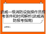 武威一级消防设施操作员报考条件和时间解析(武威消防报考指南)