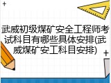 武威初级煤矿安全工程师考试科目有哪些具体安排(武威煤矿安工科目安排)