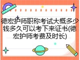 德宏护师职称考试大概多少钱多久可以考下来证书(德宏护师考费及时长)