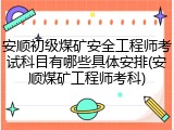 安顺初级煤矿安全工程师考试科目有哪些具体安排(安顺煤矿工程师考科)