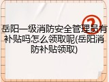 岳阳一级消防安全管理员有补贴吗怎么领取呢(岳阳消防补贴领取)