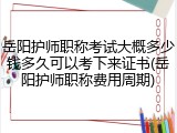 岳阳护师职称考试大概多少钱多久可以考下来证书(岳阳护师职称费用周期)