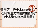 通州区一级土木建筑造价工程师就业方向和前景如何？(土木造价师就业前景)