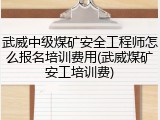 武威中级煤矿安全工程师怎么报名培训费用(武威煤矿安工培训费)