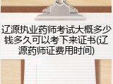 辽源执业药师考试大概多少钱多久可以考下来证书(辽源药师证费用时间)