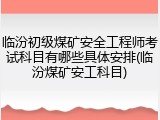 临汾初级煤矿安全工程师考试科目有哪些具体安排(临汾煤矿安工科目)