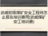 武威初级煤矿安全工程师怎么报名培训费用(武威煤矿安工培训费)