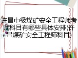 许昌中级煤矿安全工程师考试科目有哪些具体安排(许昌煤矿安全工程师科目)