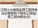辽阳土木建筑监理工程师考试去哪里线下报名(辽阳监理工程师报名点)