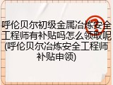 呼伦贝尔初级金属冶炼安全工程师有补贴吗怎么领取呢(呼伦贝尔冶炼安全工程师补贴申领)