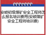 安顺初级煤矿安全工程师怎么报名培训费用(安顺煤矿安全工程师培训费)