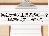 保定标准员工资多少钱一个月通常(保定工资标准)