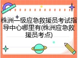 株洲一级应急救援员考试指导中心哪里有(株洲应急救援员考点)