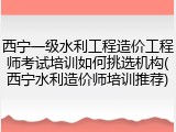 西宁一级水利工程造价工程师考试培训如何挑选机构(西宁水利造价师培训推荐)
