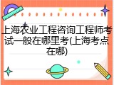 上海农业工程咨询工程师考试一般在哪里考(上海考点在哪)