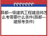 昌都一级建筑工程建造师怎么考需要什么条件(昌都一建报考条件)