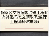 铜梁区交通运输监理工程师有补贴吗怎么领取呢(监理工程师补贴申领)