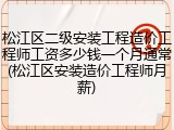 松江区二级安装工程造价工程师工资多少钱一个月通常(松江区安装造价工程师月薪)