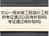 文山一级安装工程造价工程师考证通过以后有补贴吗(考证通过有补贴吗)