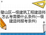 璧山区一级建筑工程建造师怎么考需要什么条件(一级建造师报考条件)
