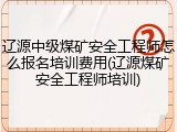 辽源中级煤矿安全工程师怎么报名培训费用(辽源煤矿安全工程师培训)
