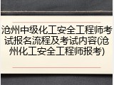沧州中级化工安全工程师考试报名流程及考试内容(沧州化工安全工程师报考)