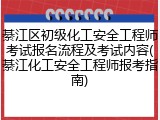 綦江区初级化工安全工程师考试报名流程及考试内容(綦江化工安全工程师报考指南)