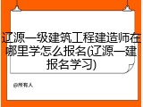 辽源一级建筑工程建造师在哪里学怎么报名(辽源一建报名学习)