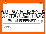 合肥一级安装工程造价工程师考证通过以后有补贴吗(考证通过有补贴吗)