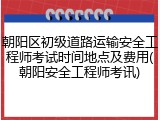 朝阳区初级道路运输安全工程师考试时间地点及费用(朝阳安全工程师考讯)