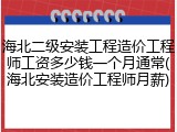 海北二级安装工程造价工程师工资多少钱一个月通常(海北安装造价工程师月薪)