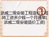武威二级安装工程造价工程师工资多少钱一个月通常(武威二级安装造价工资)