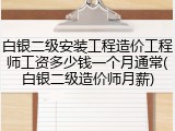 白银二级安装工程造价工程师工资多少钱一个月通常(白银二级造价师月薪)