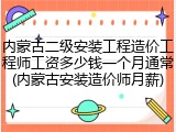 内蒙古二级安装工程造价工程师工资多少钱一个月通常(内蒙古安装造价师月薪)