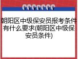 朝阳区中级保安员报考条件有什么要求(朝阳区中级保安员条件)