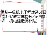 伊犁一级机电工程建造师最新补贴政策详情分析(伊犁机电建造师补贴)