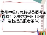 贵州中级应急救援员报考条件有什么要求(贵州中级应急救援员报考条件)